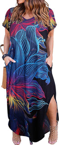 Women's Plus Size Long Maxi Dress V Neck with Pockets - XL-5X