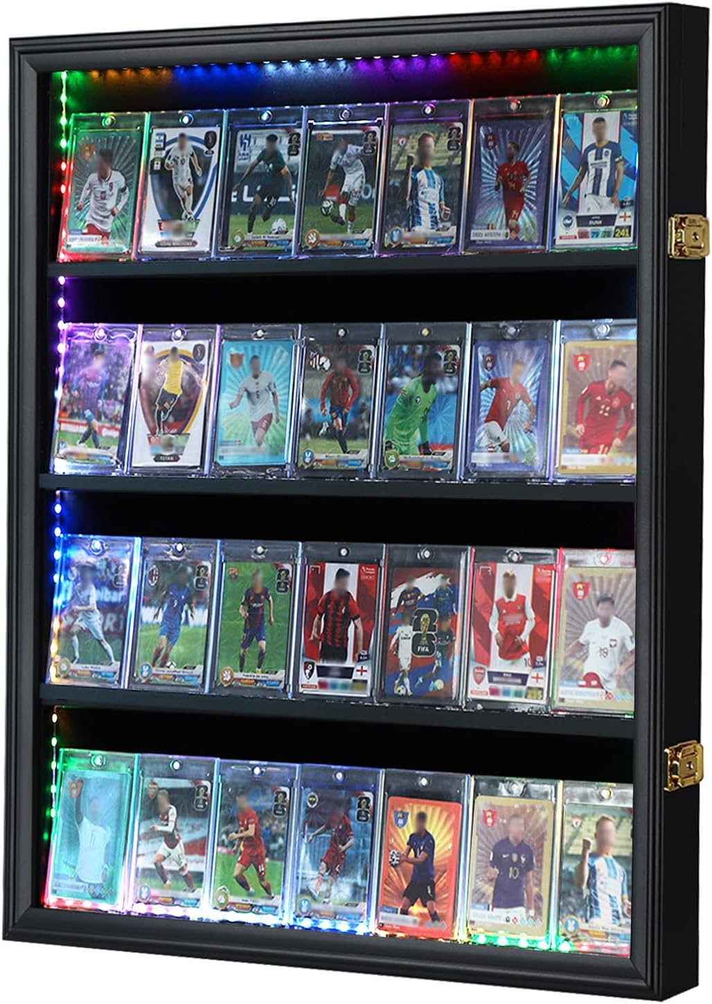 24-Graded Sports Card Display Case with LED Lights and Lock