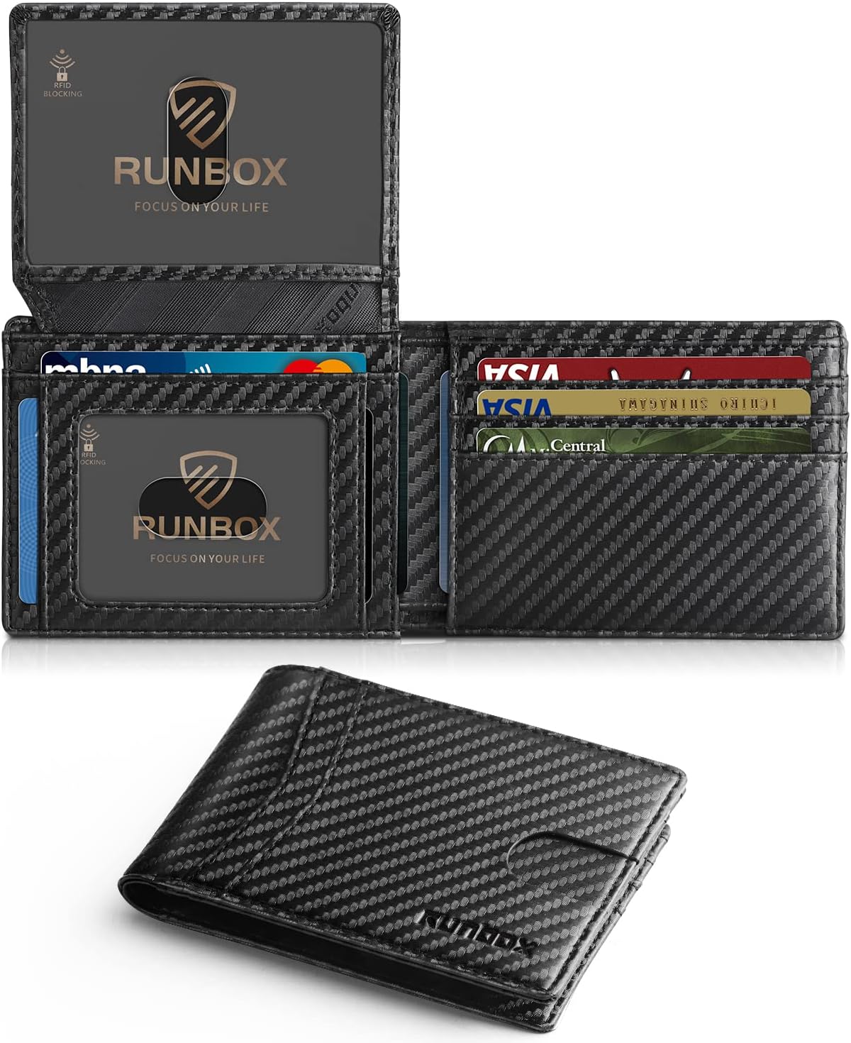 RFID Leather Wallet Men 2 ID Window - Gift Box