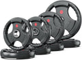 Rubber Weight Plates 180LB Set for 2-Inch Olympic Bar - Durable Grip