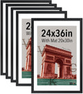VCK 24x36 Poster Frame 5 Pack - Black Woodgrain Solid Wood Frames