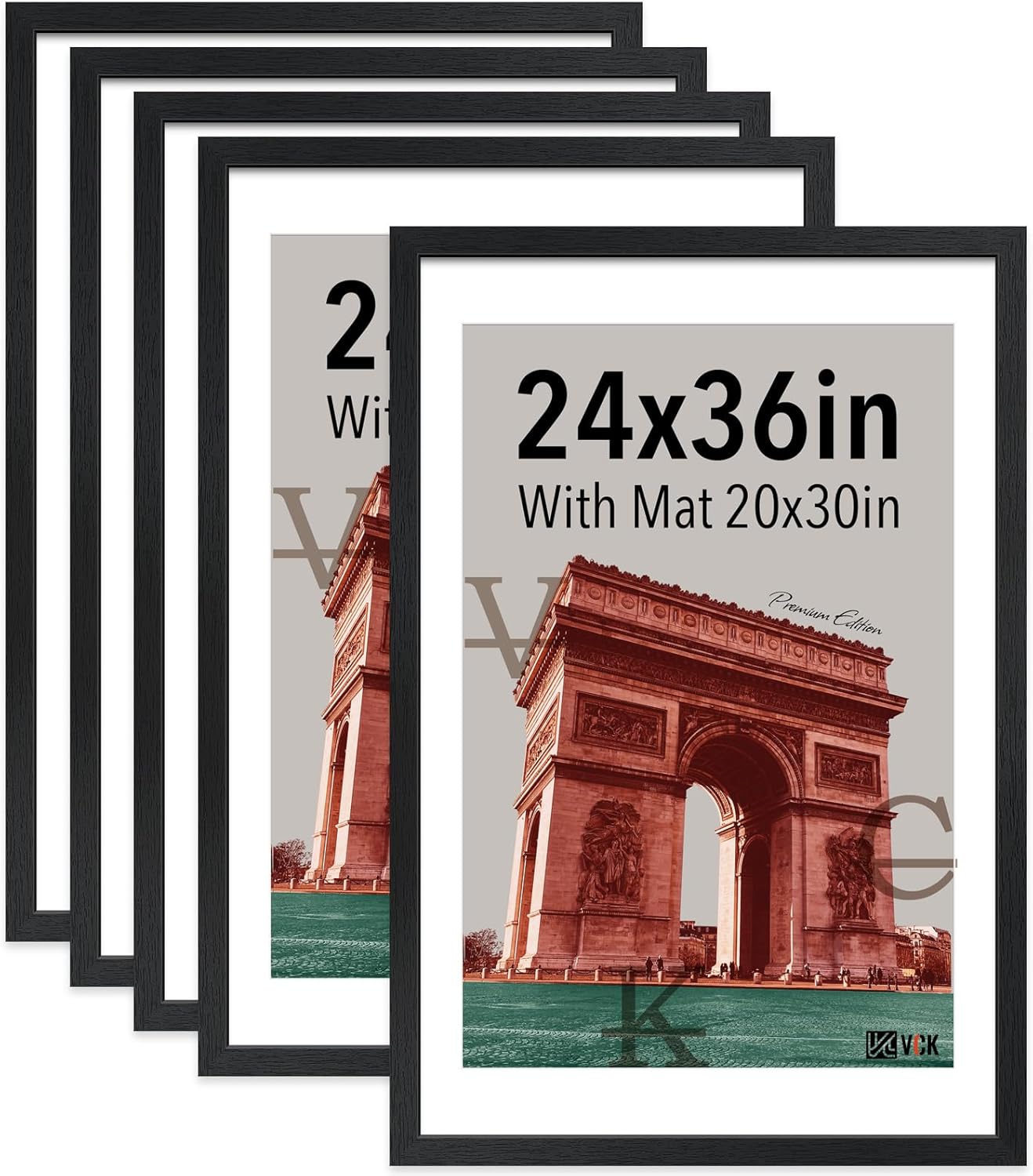 VCK 24x36 Poster Frame 5 Pack - Elegant Black Woodgrain Design