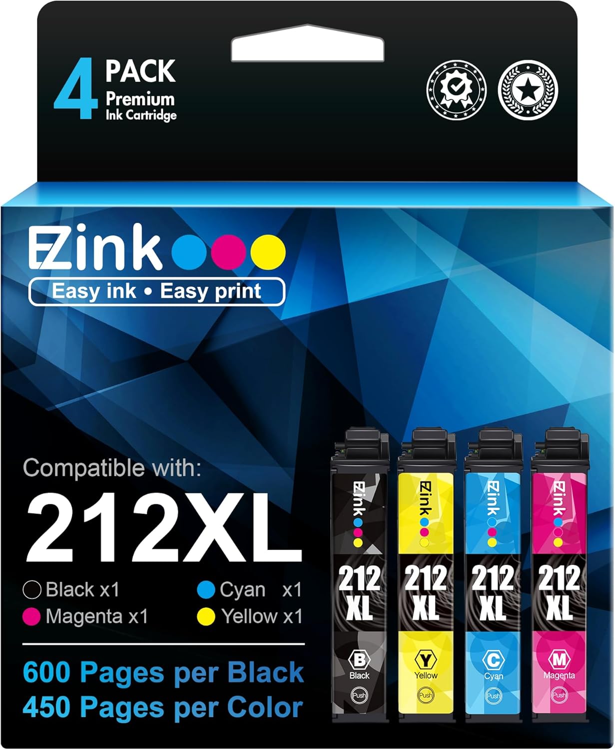 E-Z Ink Remanufactured Ink Cartridge Set for Epson Printers