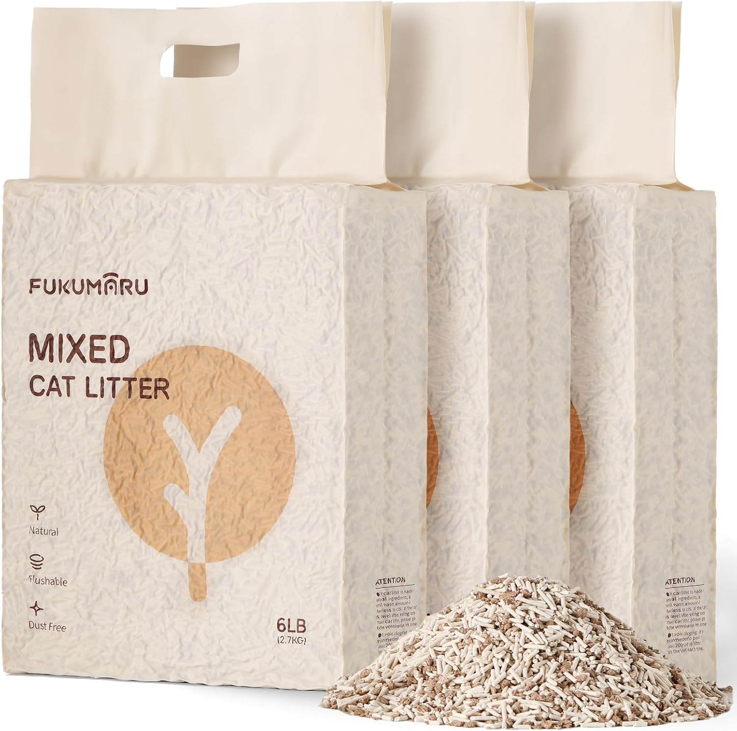 FUKUMARU Tofu Cat Litter: Natural, Dust Free, Flushable & Lightweight