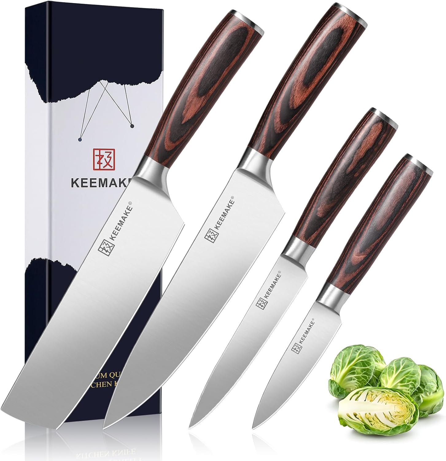 KEEMAKE Kitchen Knife Set of 4 - Premium Sharp Knives