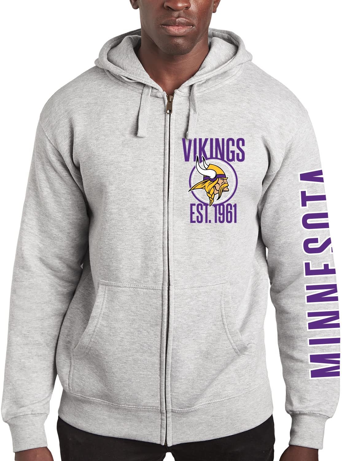 Vikings Adult Zip Hoodie - Official NFL Apparel for Fans