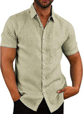 COOFANDY Men's Casual Button Down Linen Summer Beach Shirt