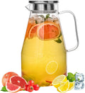 Glass Pitcher with Lid 1 Gallon Water Pitcher - Wide Mouth Carafe