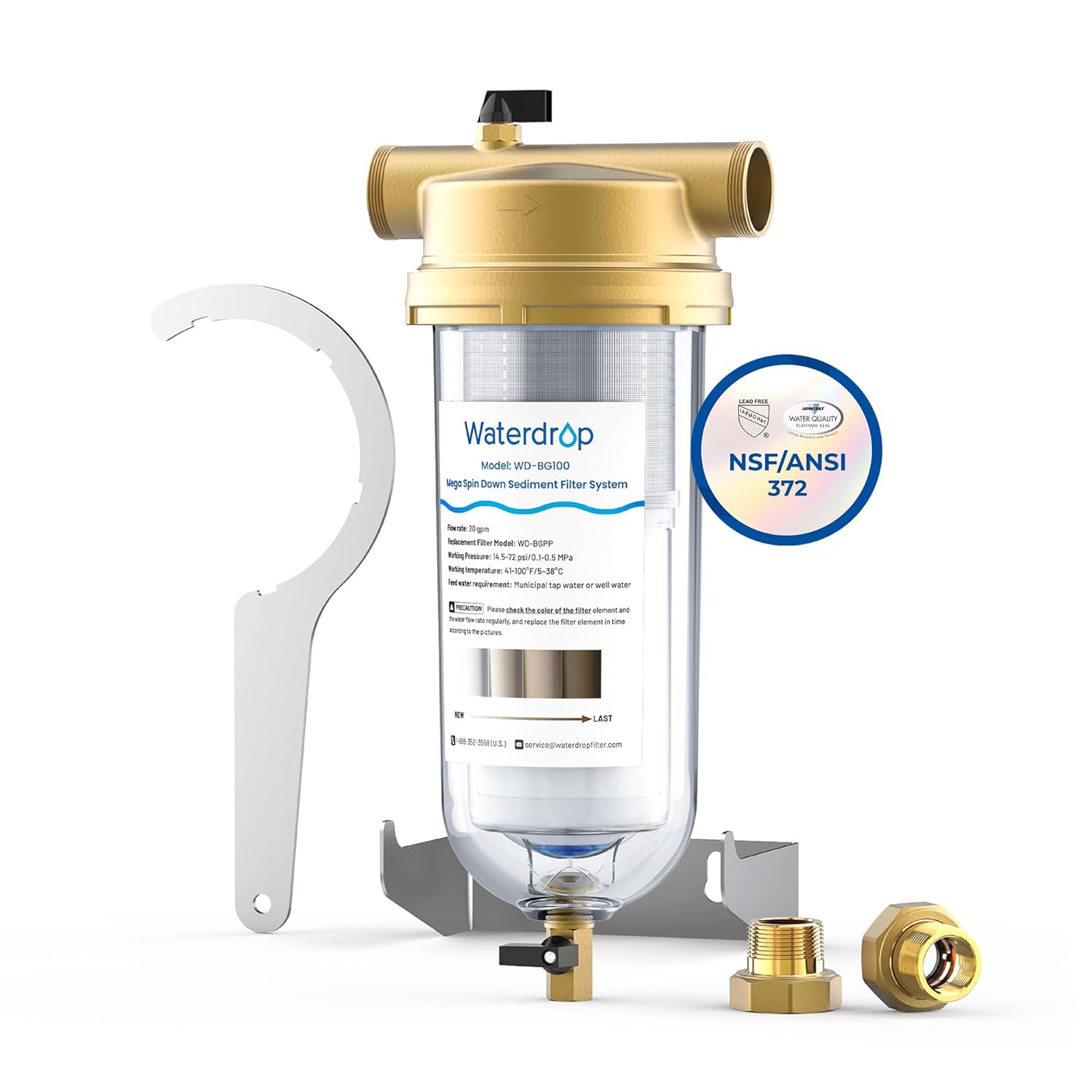 Waterdrop Mega Spin Down Sediment Filter for Whole House Use