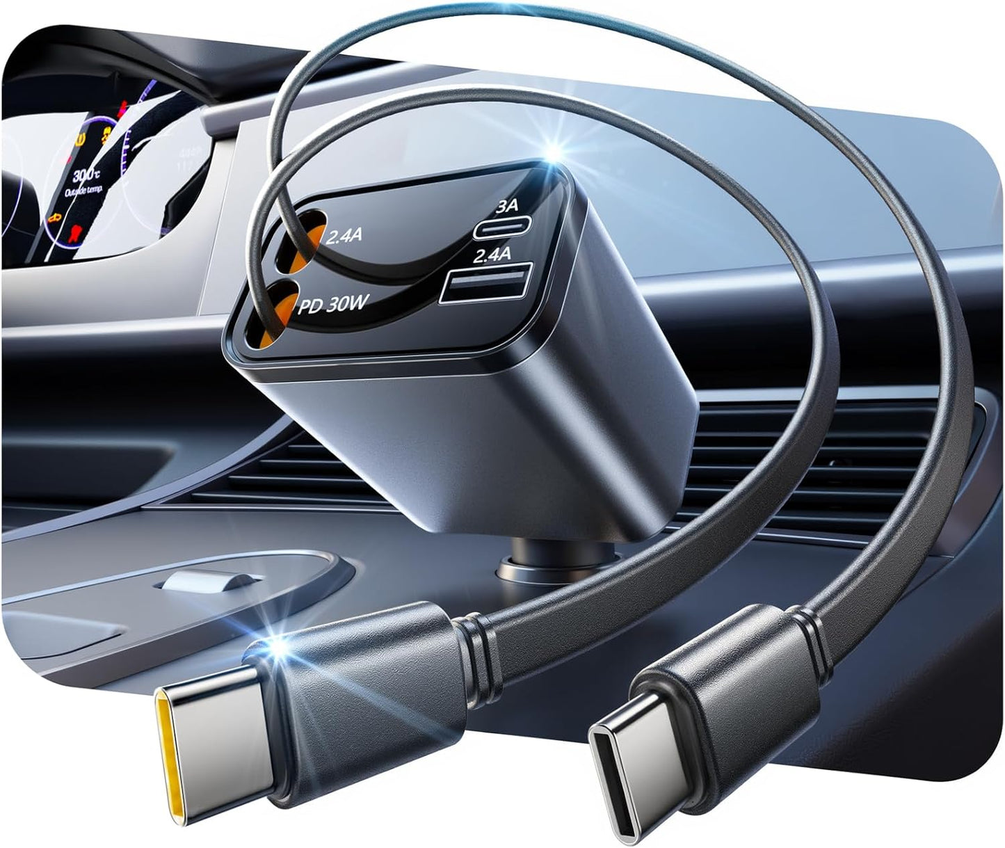 Ultra-Fast Dual USB C Car Charger
