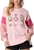 Oversized Christmas Sweatshirt for Women - Sequin Nutcracker Pullover
