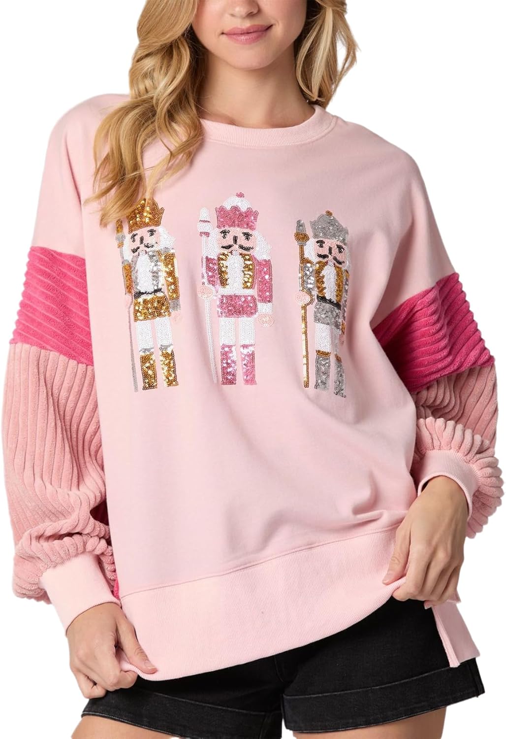 Oversized Christmas Sweatshirts for Women with Funny Nutcracker