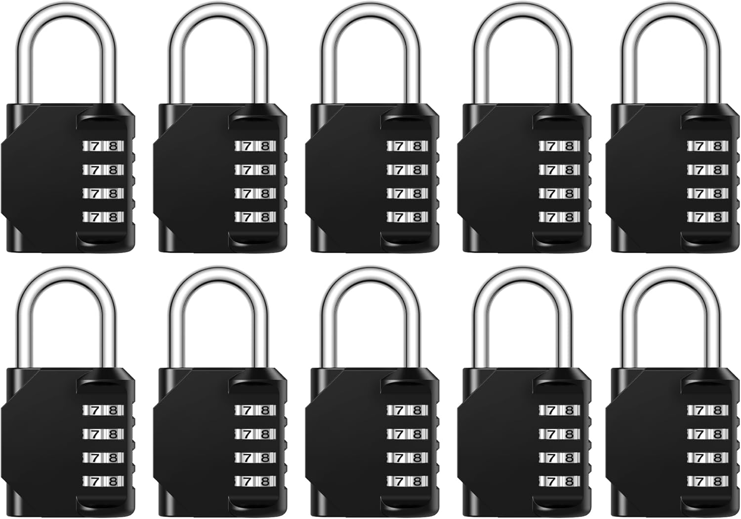 Puroma Combination Lock 10 Pack 4 Digit Waterproof Padlocks