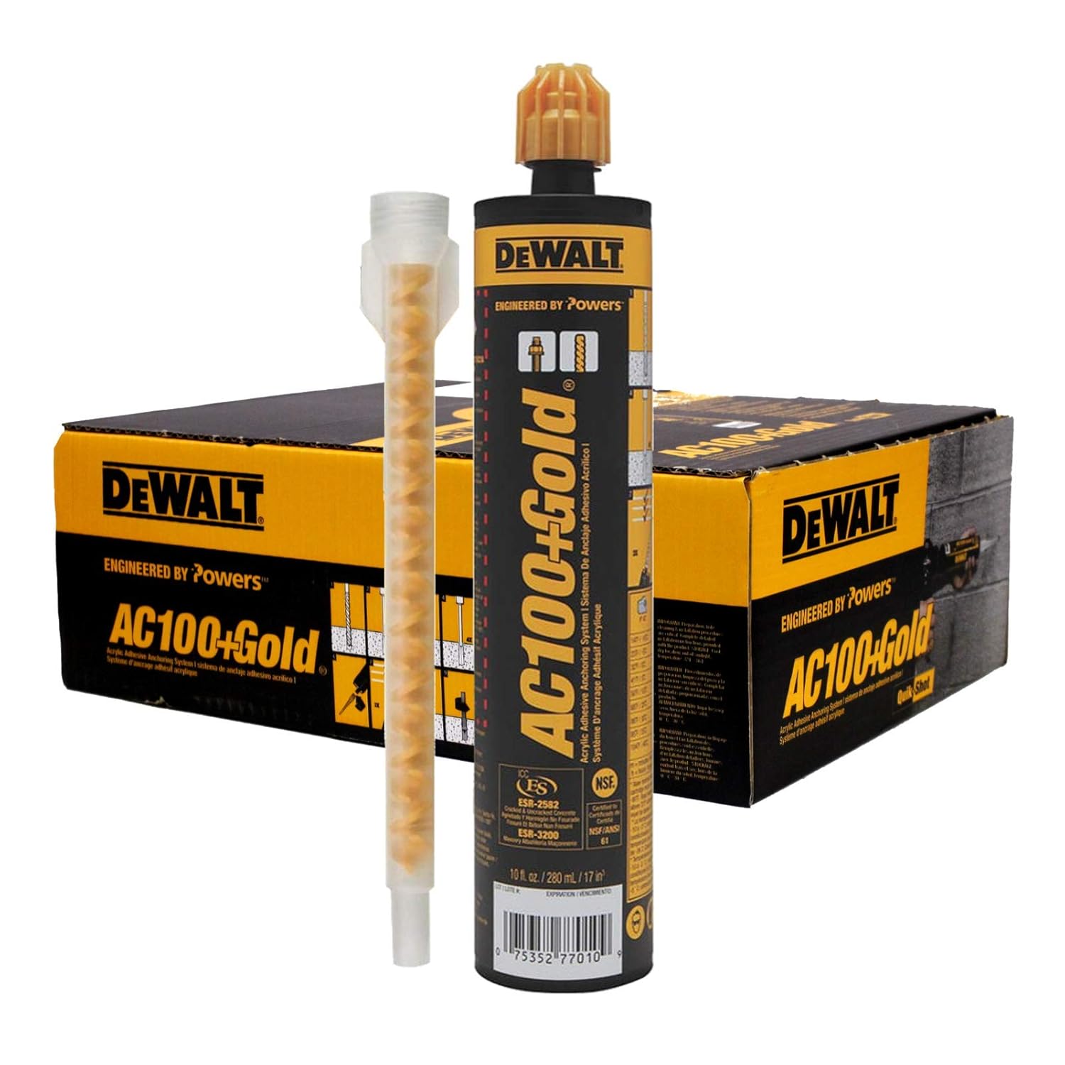 10 oz. Dewalt AC100+ Gold Quik-Shot Epoxy Adhesive for Concrete