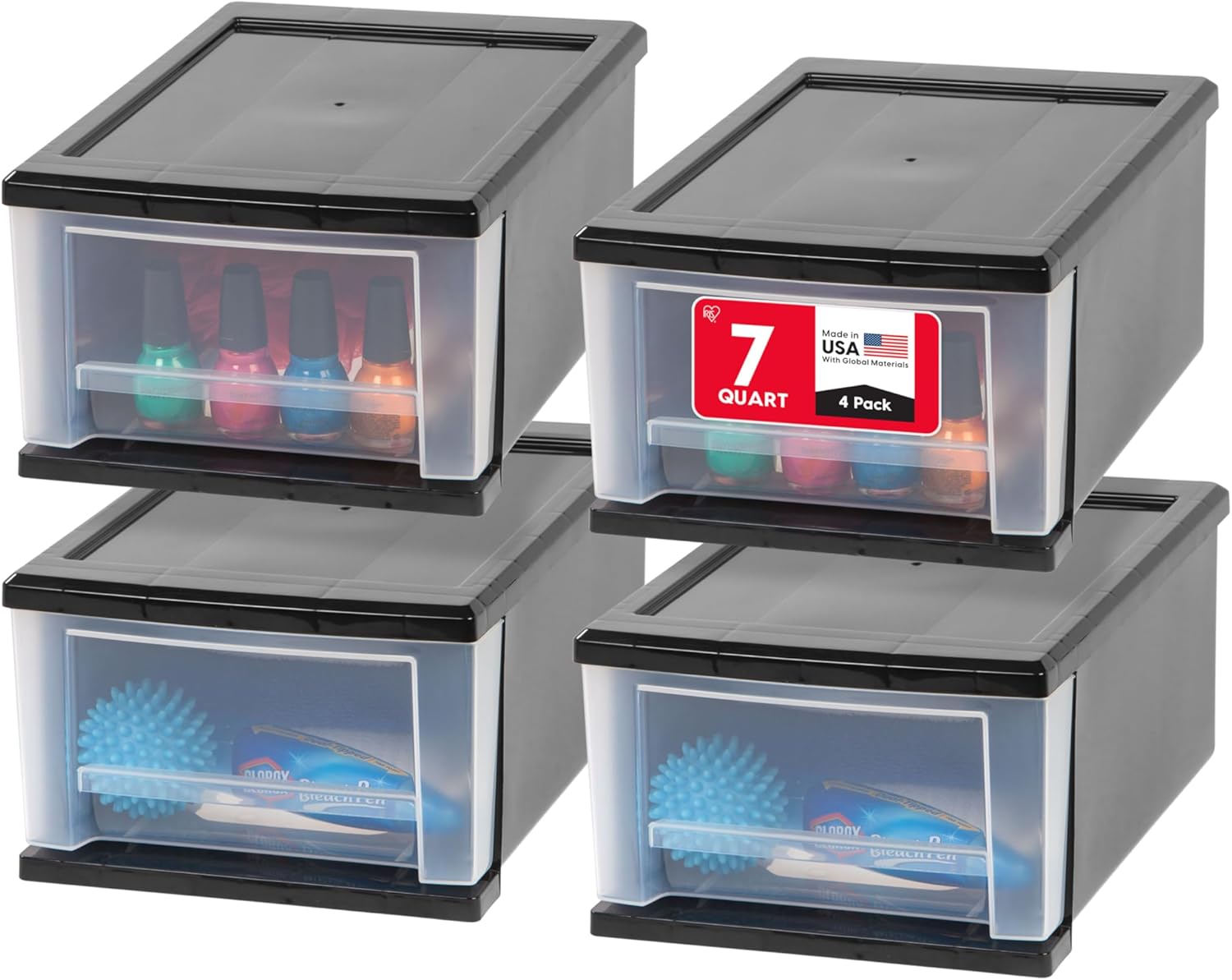 IRIS USA Plastic Stacking Storage Organizer Unit with Drawers
