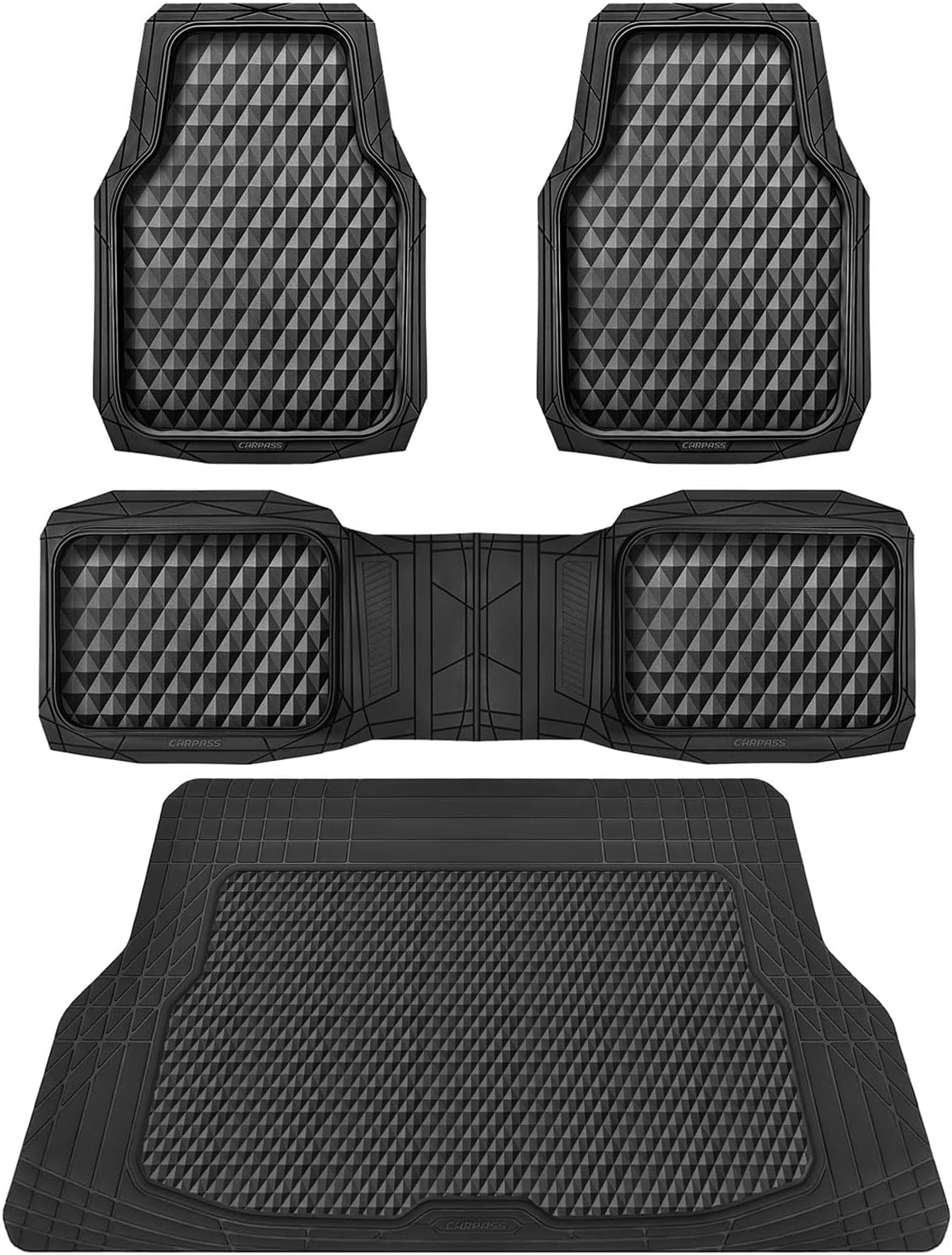 CAR PASS Heavy Duty Rubber Car Floor Mats for All Weather Use
