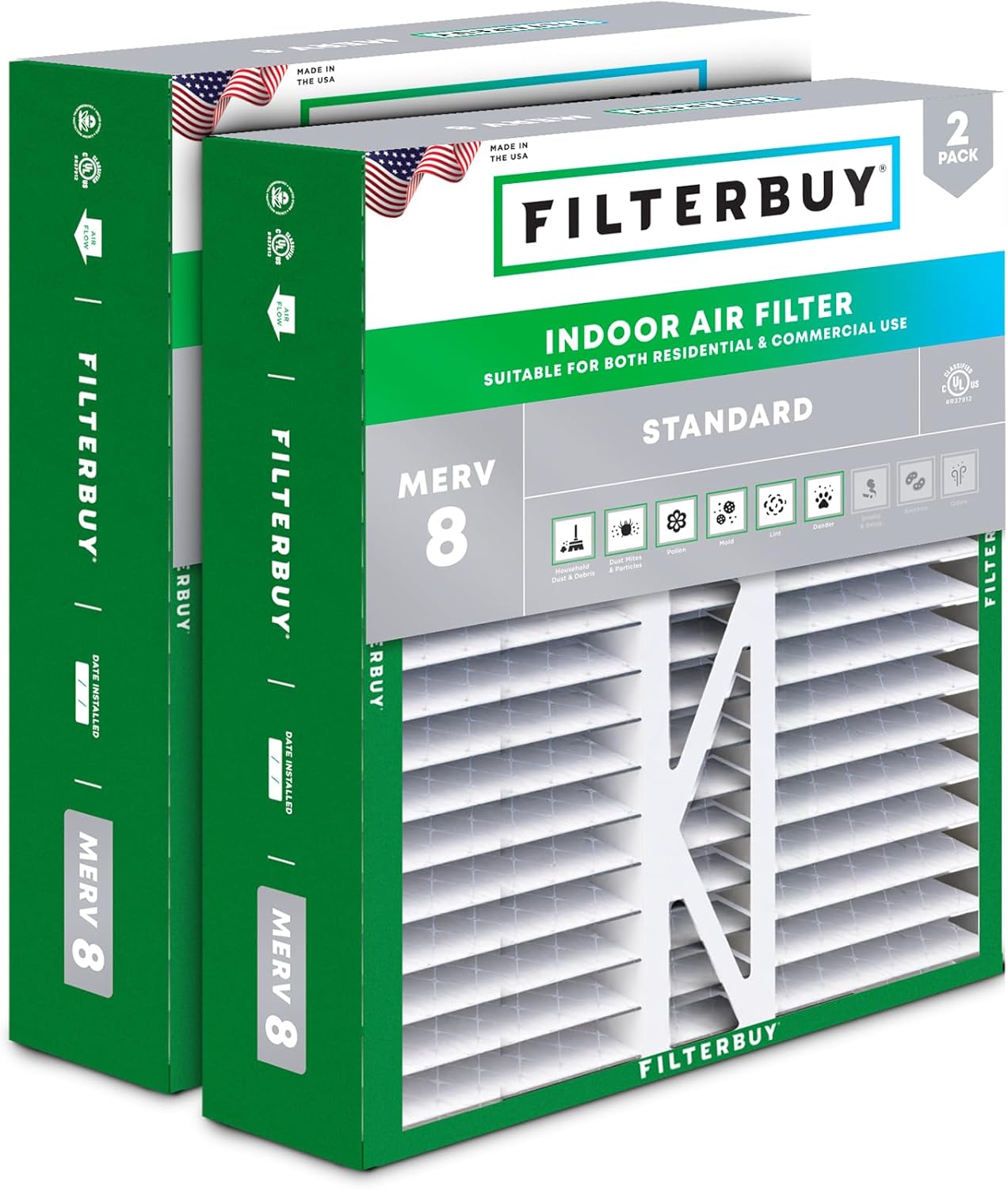 Filterbuy 16x22x5 Air Filter MERV 8 for Dust & Allergy Defense
