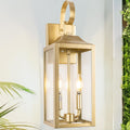 19ft Gold Outdoor Wall Lantern 2-Light Large Modern Wall Sconce