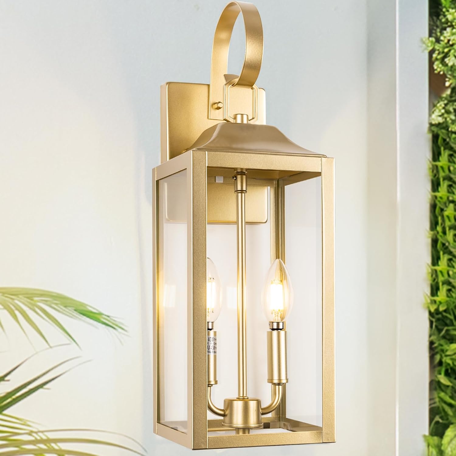 19 Inch Gold Outdoor Wall Lantern - Large Modern Sconce Light