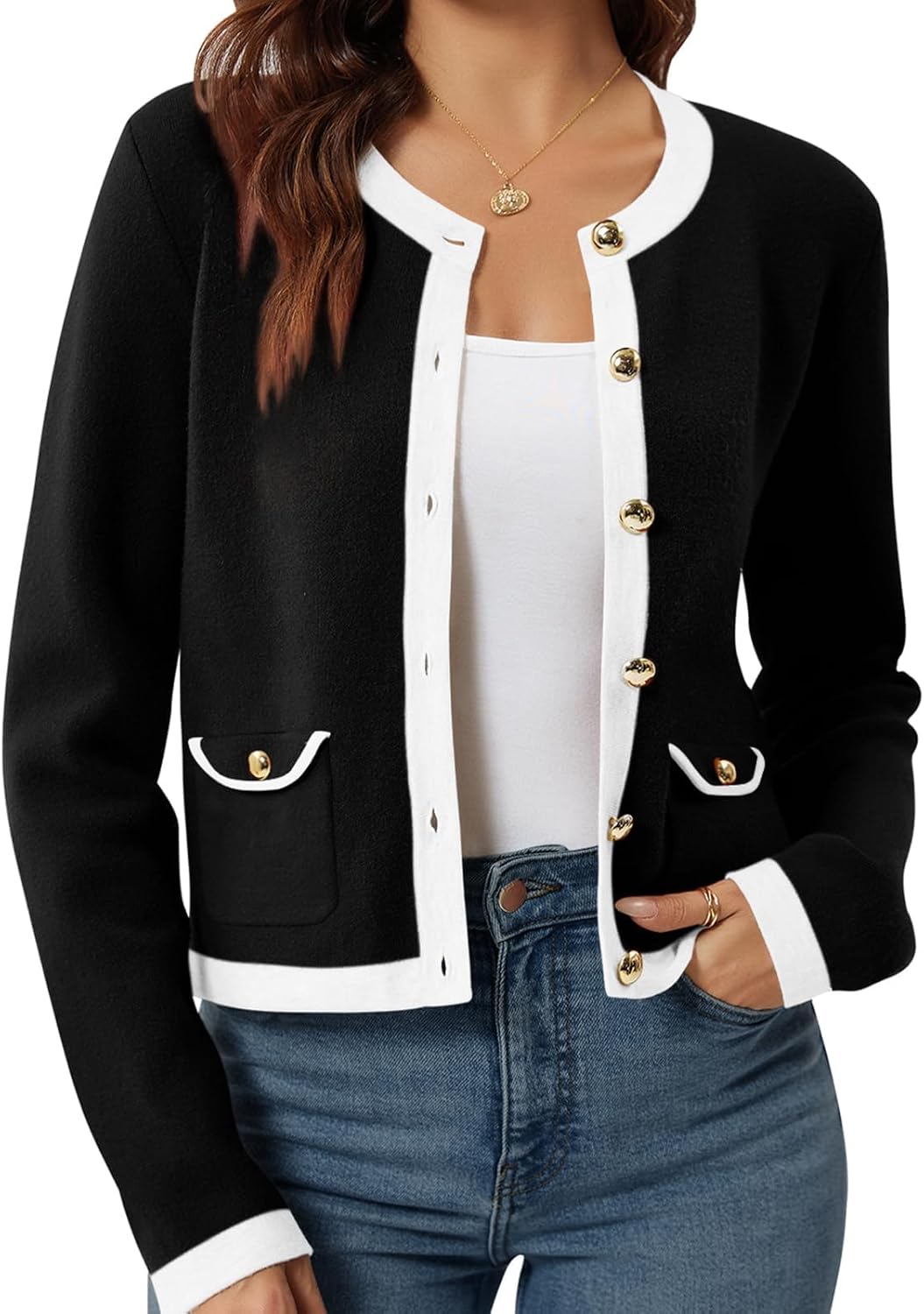 Yousify Womens 2024 Open Front Button Down Cardigan with Pockets