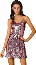 Allegra K Women's Glitter Sequin Mini Dress - Sparkly Party Look Night
