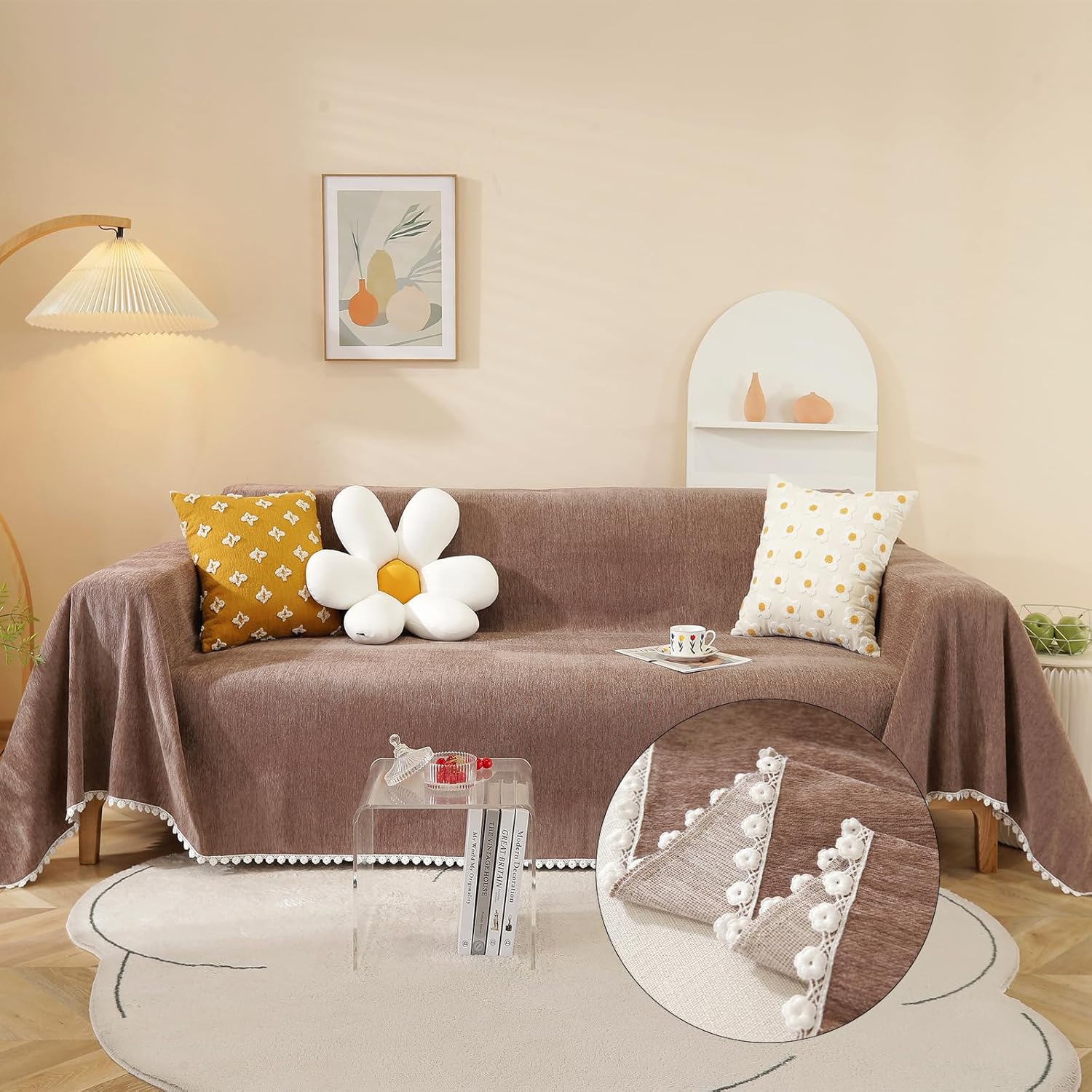 HANDONTIME Brown Sofa Covers for Pet Protection and Style
