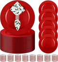 Charger Plates Set 100 Pcs - 50 Red 13in Chargers + 50 Napkin Rings