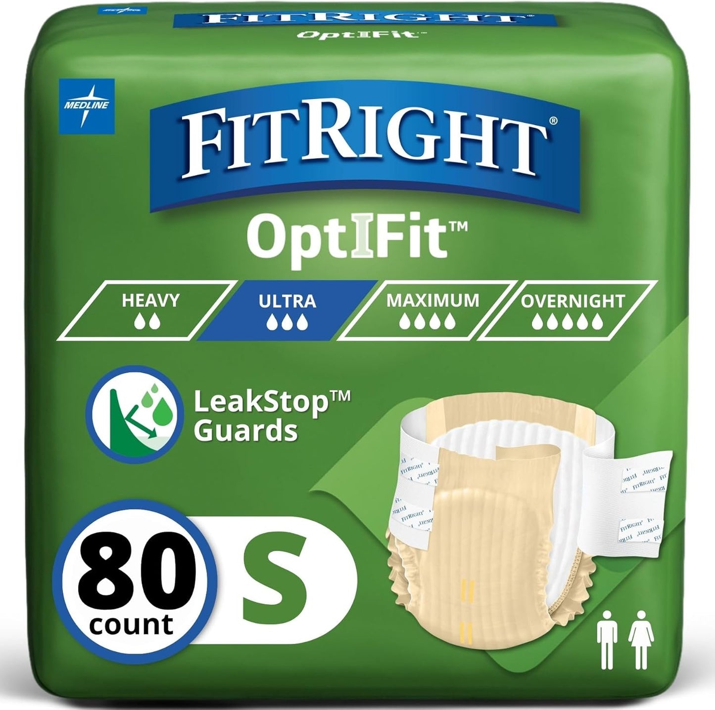 FitRight Adult Diapers for Men and Women, Ultra Heavy Absorbency