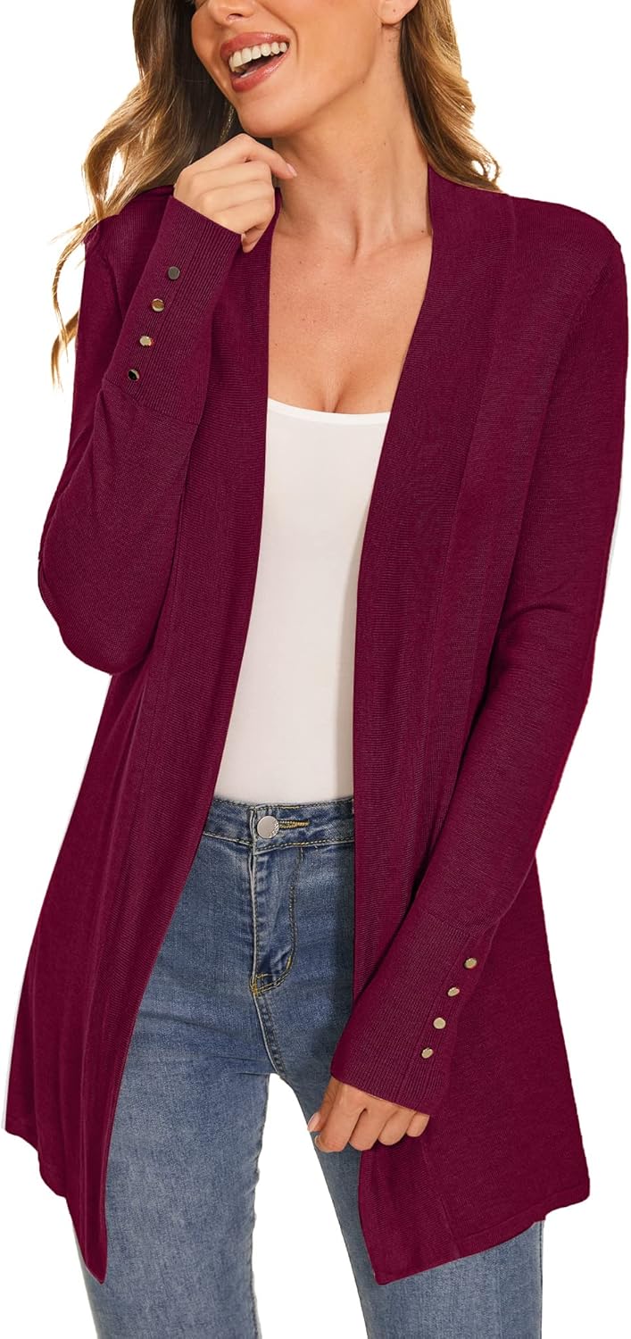Stylish Long Sleeve Open Front Knit Cardigan for Women
