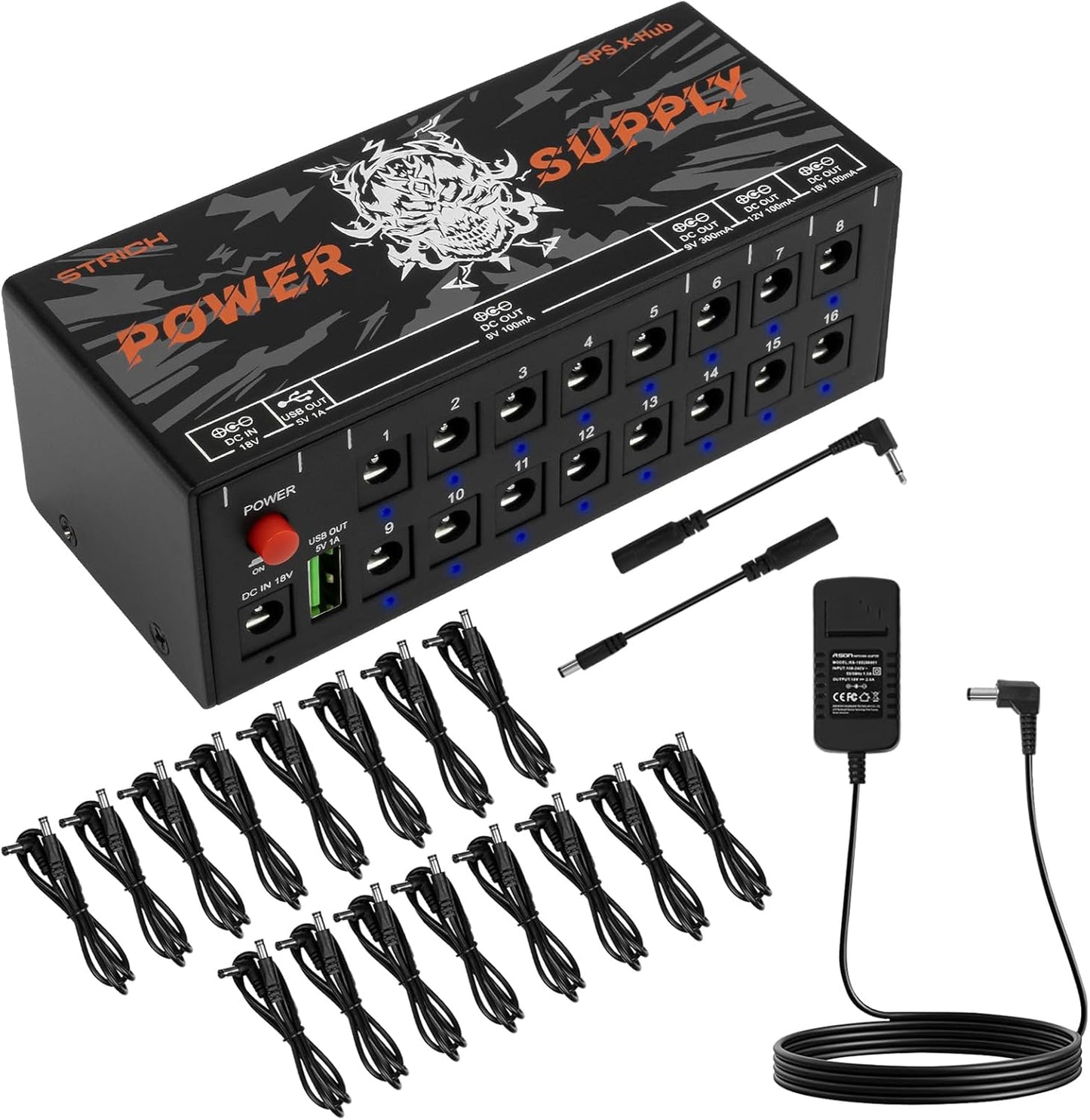 STRICH SPS X-Hub Guitar Pedal Power Supply with 16 Outputs