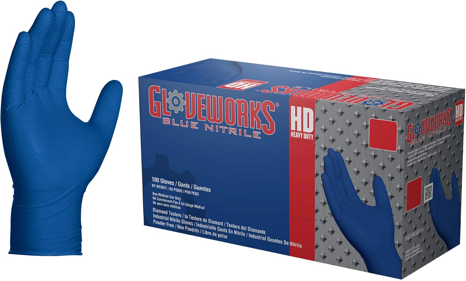 6 Mil HD Nitrile Gloves, Latex-Free, Large Size, Box of 100