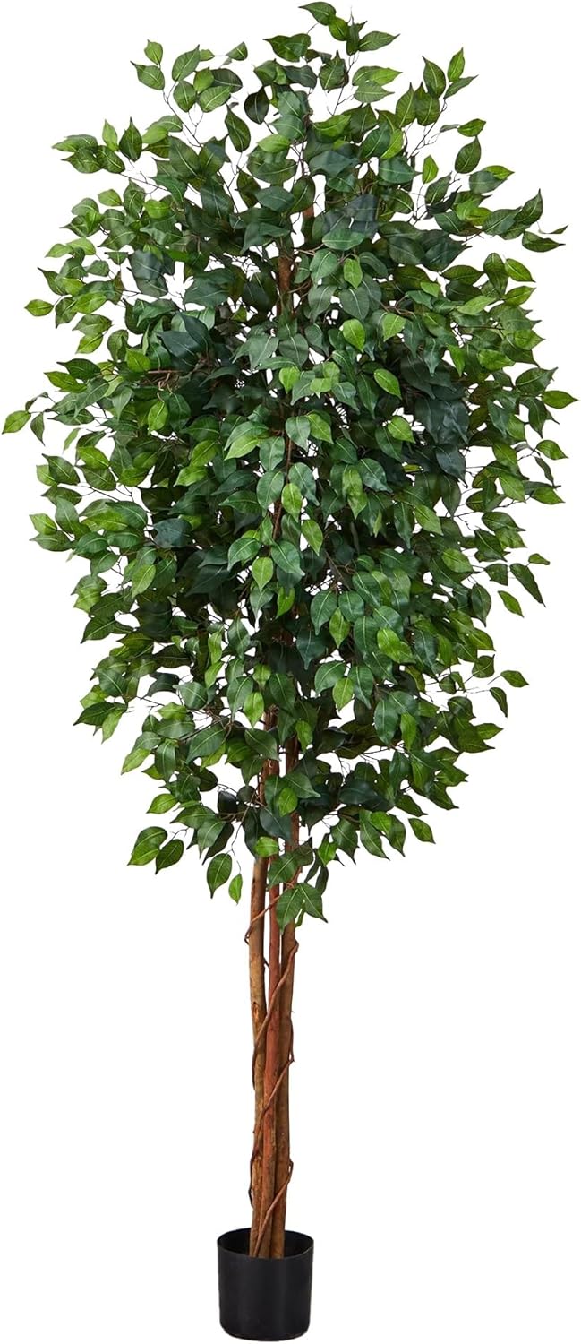 7ft Triple Trunk Artificial Ficus Tree for Indoor Home Decor