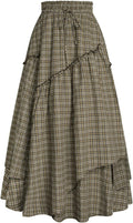 Scarlet Darkness Long Skirt for Women - Plaid Renaissance Maxi