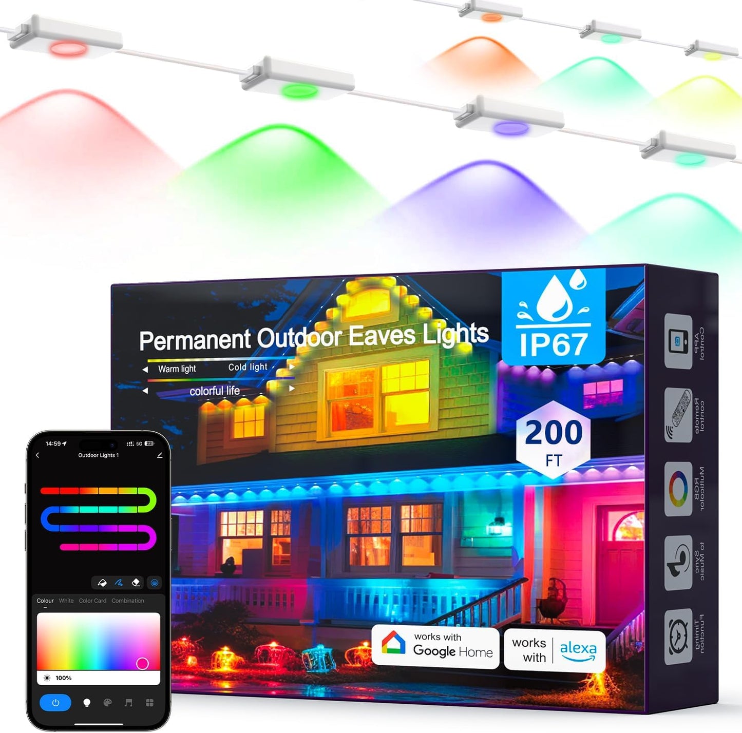 200FT RGBIC Permanent Outdoor Lights for Year-Round Decor