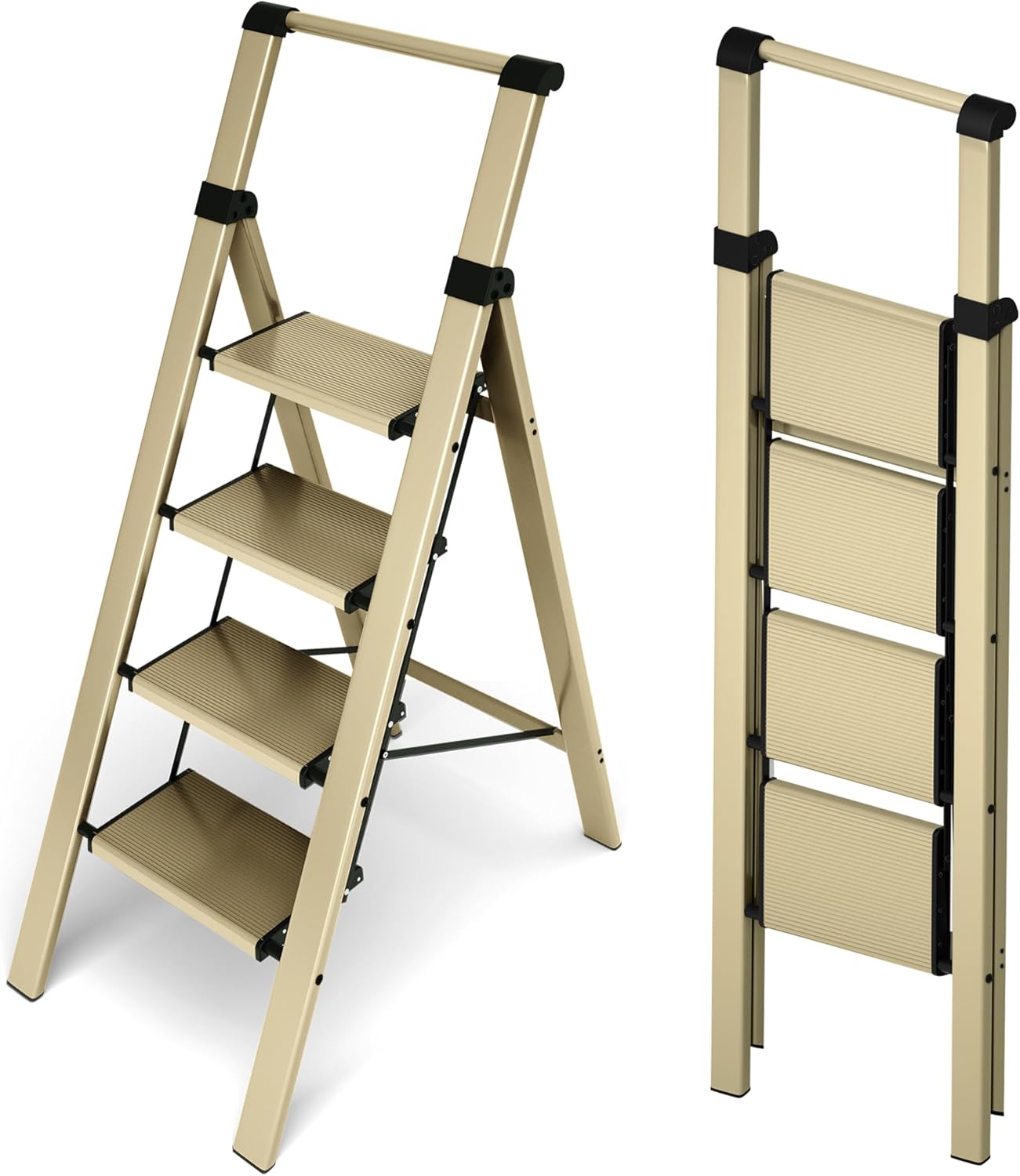HillhutApex 4 Step Foldable Aluminum Ladder with Handgrip