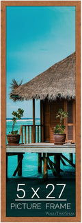 wallsthatspeak 5x27 Light Walnut Rustic Pine Picture Frame - Narrow