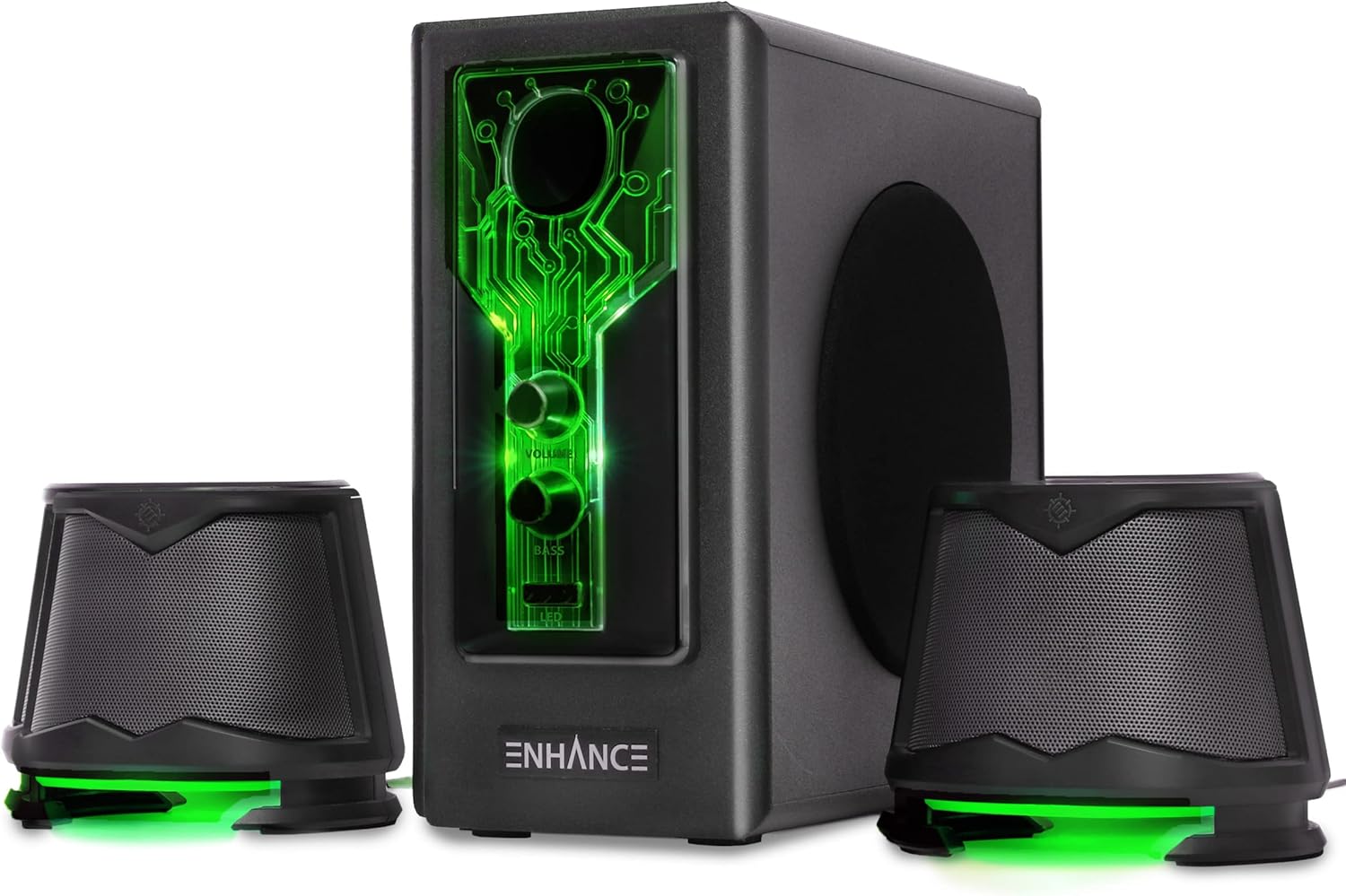 ENHANCE SB 2.1 Green LED Gaming Speaker for PC & Laptop