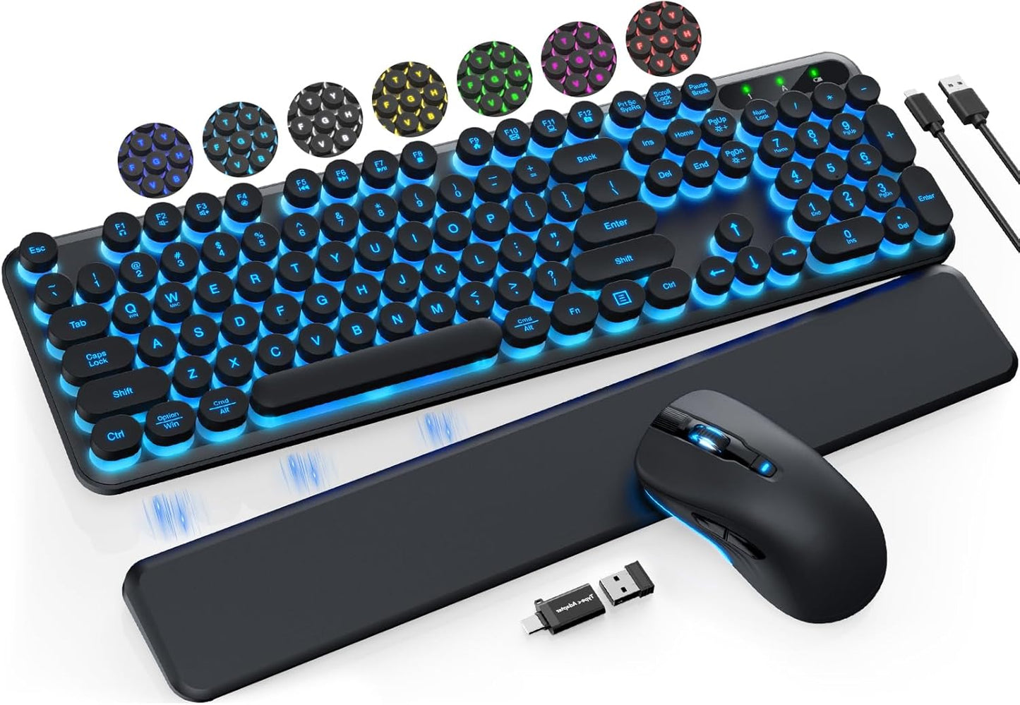 Retro Backlit Typewriter Keyboard - Wireless Combo for Mac & PC
