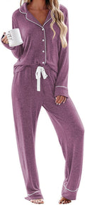 Ekouaer Women's Pajamas Long Sleeve PJs Set - Soft, Breathable Comfort