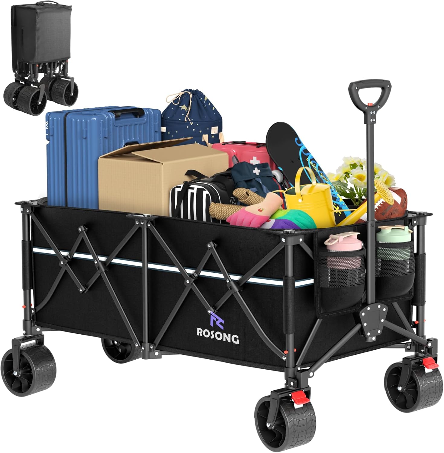 Collapsible Wagon Cart with Wheels for Grocery and Camping