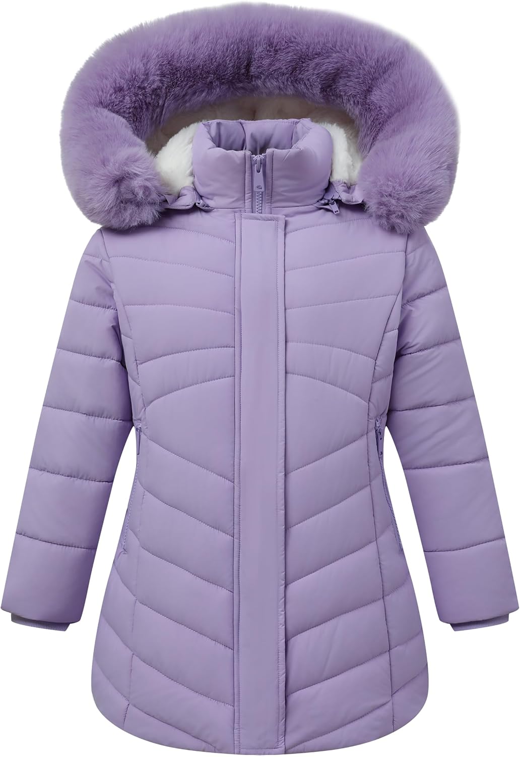 Girl's Winter Coat Hooded Long Parka for Kids with Elegant Design