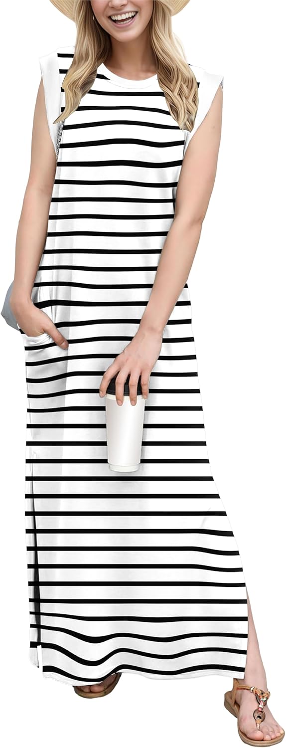 GRECERELLE Women Year-Round Casual Maxi Dress with Pockets