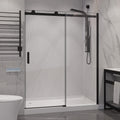 ANZZI 76 x 48 in Frameless Sliding Shower Door in Matte Black - Sleek