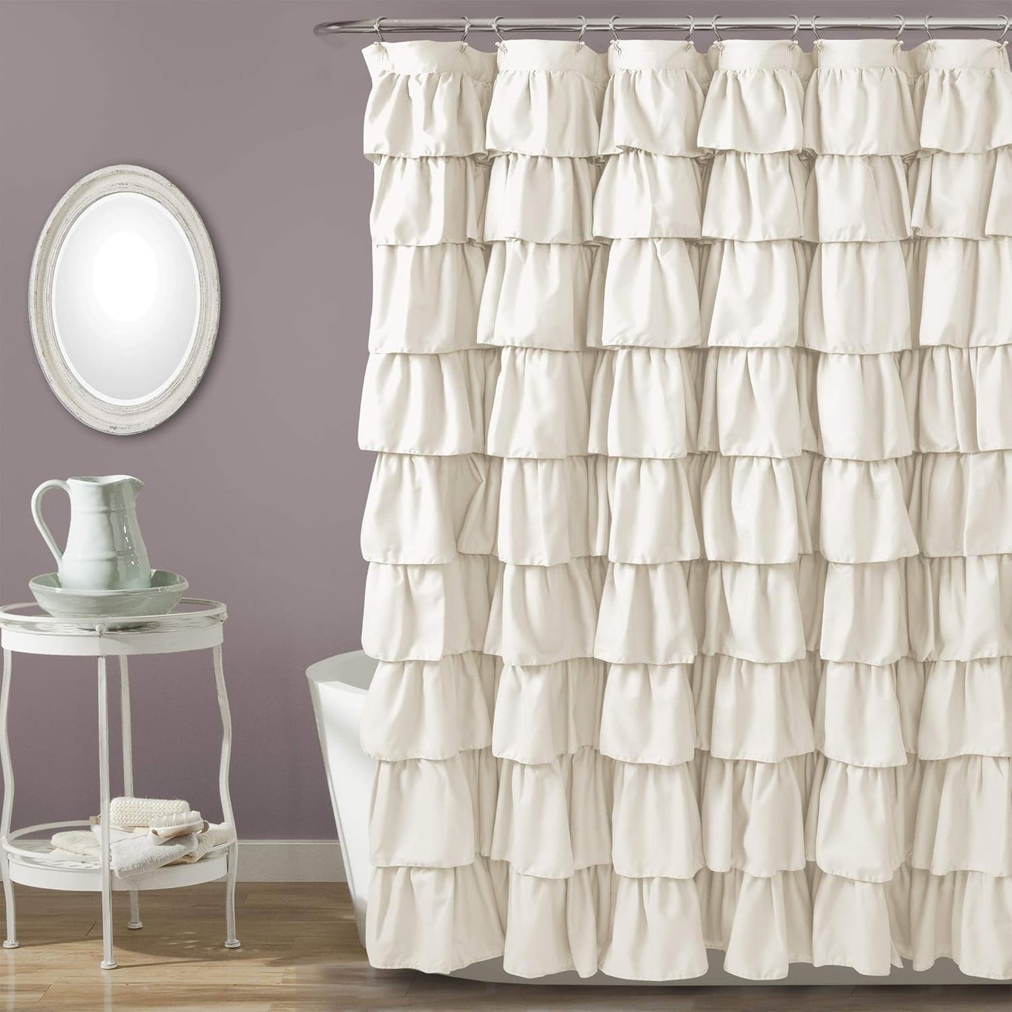 Chic Farmhouse Floral Shower Curtain | Vintage Ivory Design