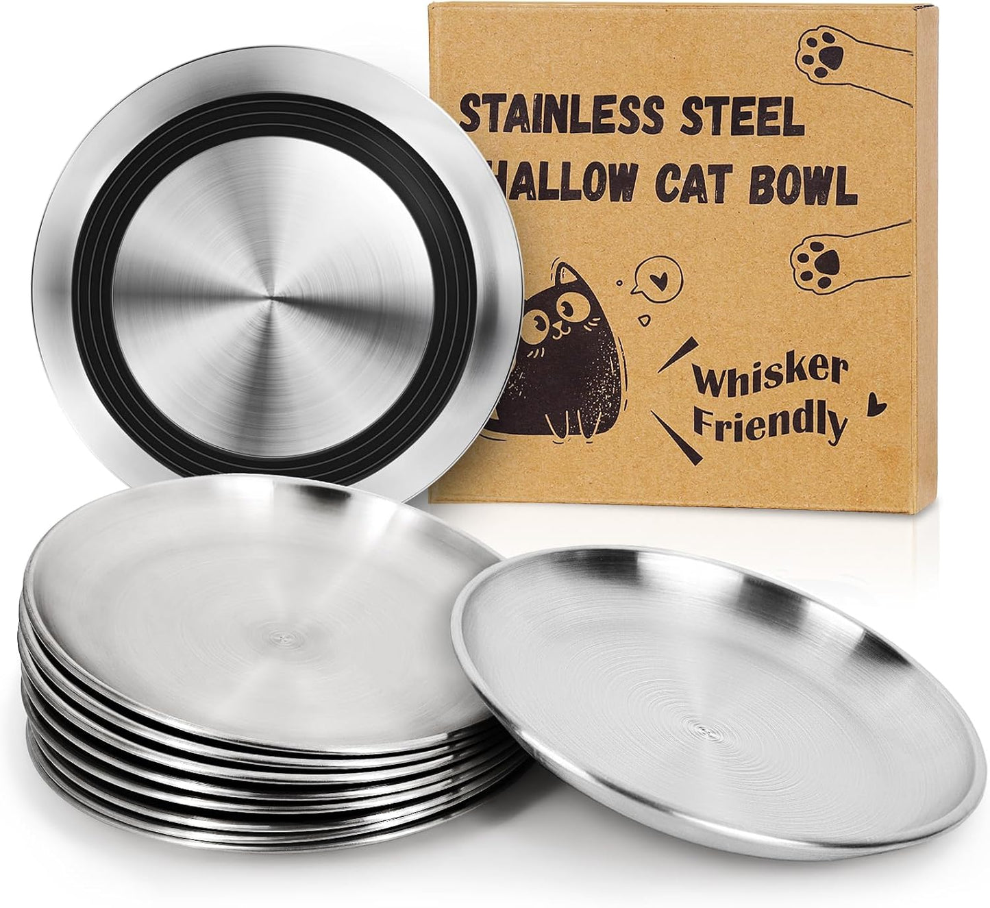 Supet Cat Plates for Wet Food - Non Slip & Whisker Friendly
