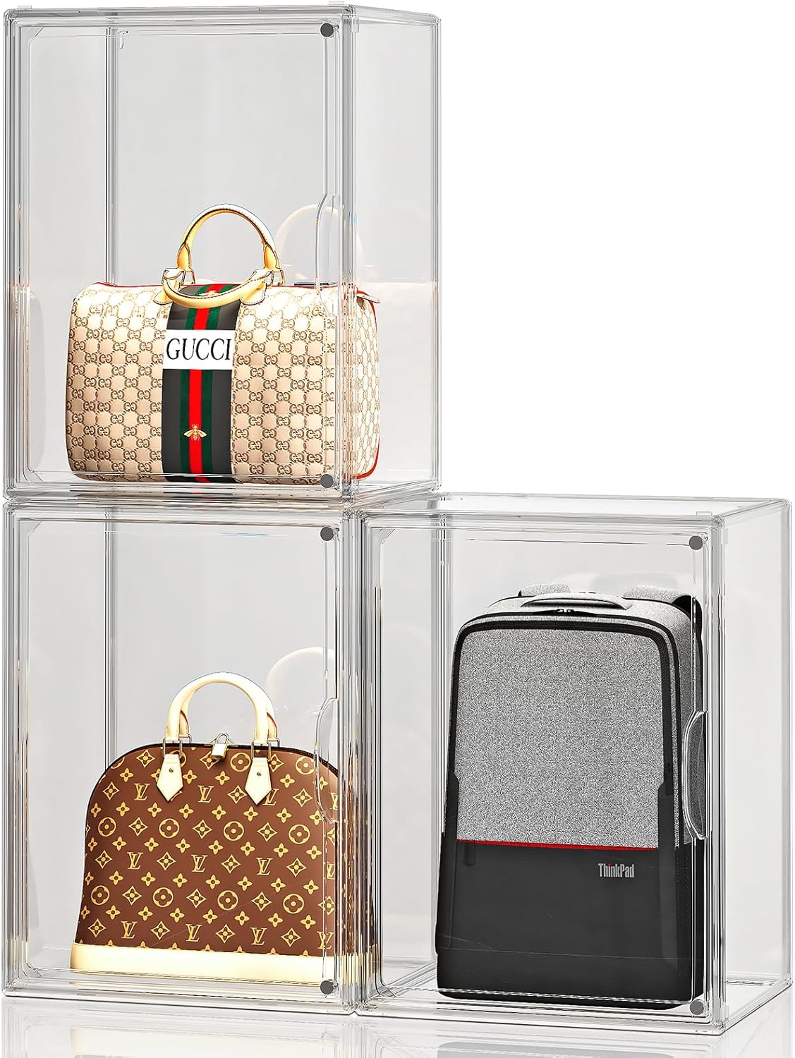 Clear Acrylic Purse Organizer for Closet - Stackable Storage Bins