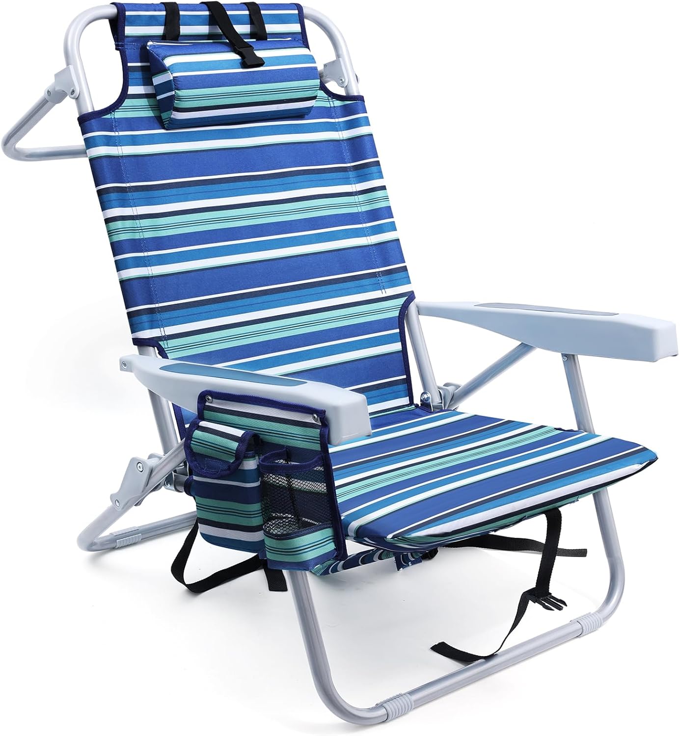 Portable Beach Chair with Cooler & Backpack Straps - 350LBS Support