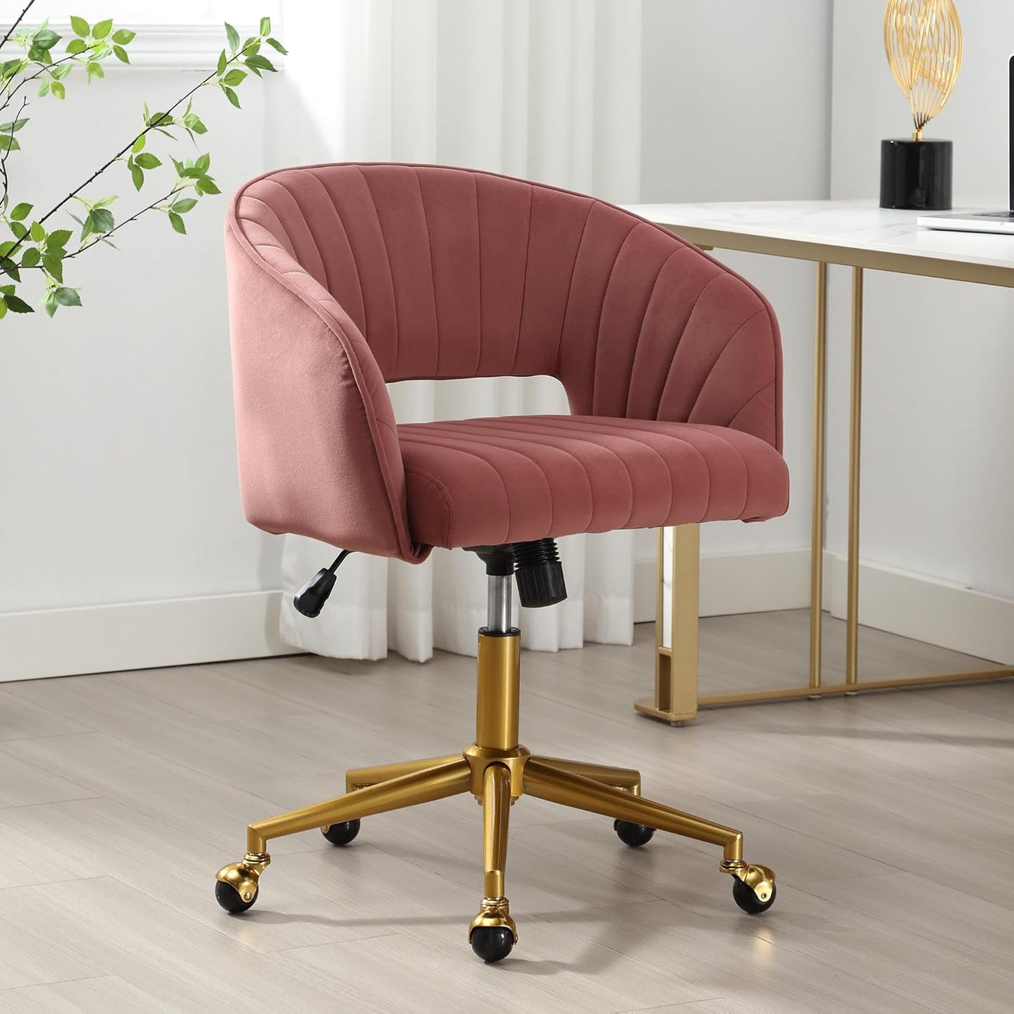 Stylish Velvet Desk Chair with Wheels for Home Office Use