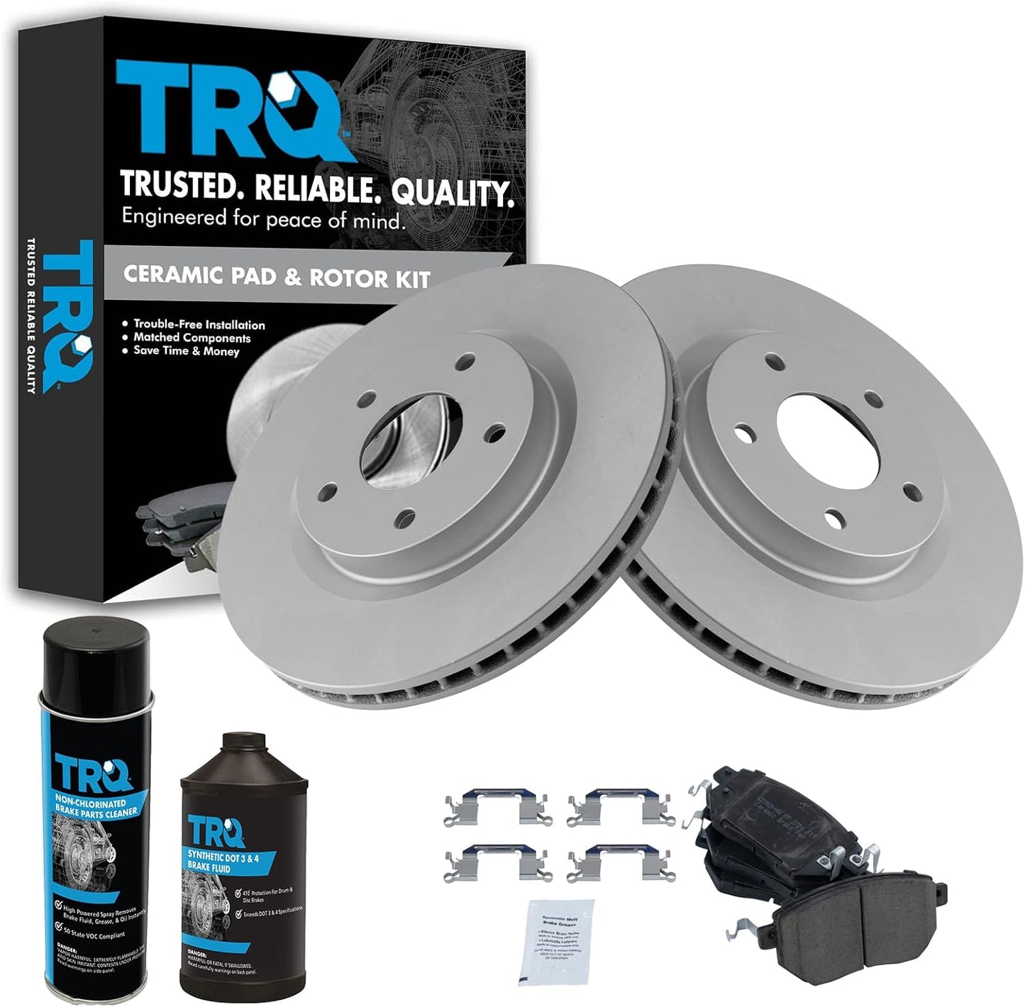 TRQ Front Ceramic Brake Pad & Coated Rotor Kit for Maxima Murano