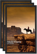 14x22 Picture Frame Set of 3 Black - Lightweight Wall Frames